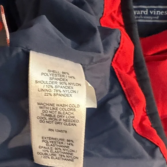 Vineyard Vines Red and Navy Quarter-Zip Marine Air Shep pullover Jacket - Picture 7 of 7